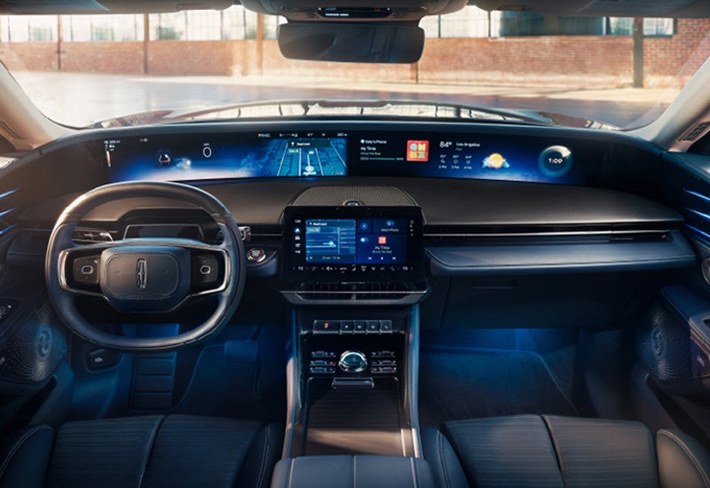 A large panoramic display is shown on the dashboard of a 2024 Lincoln Nautilus® SUV | Napleton River Oaks Lincoln in Calumet City IL